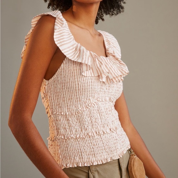 ✨ Anthropologie Ruffle Smocked Blouse Sz 1X - Picture 4 of 9